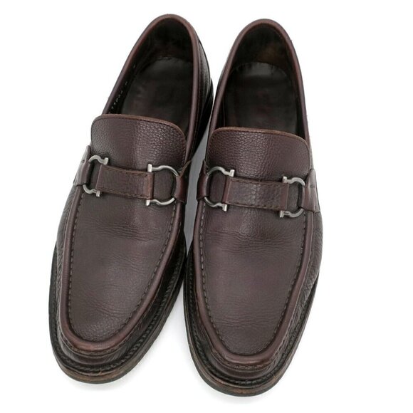 Salvatore Ferragamo Brown Leather Loafers Horsebit Soft Sole Dress Shoes Mens 7D main image 6